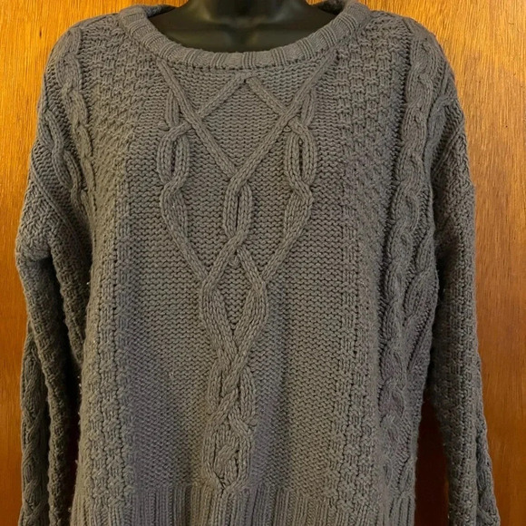 Mudd Gray Cable Knit Cropped Sweater Women's Small Cozy Fall Winter Top Pullover - Picture 10 of 14